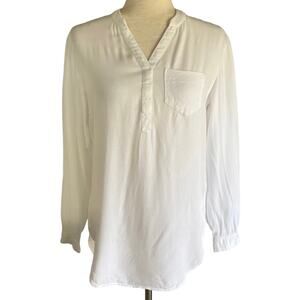 BLU44 White High Low Tunic Top Size XS Relaxed Fit Business Casual Summer